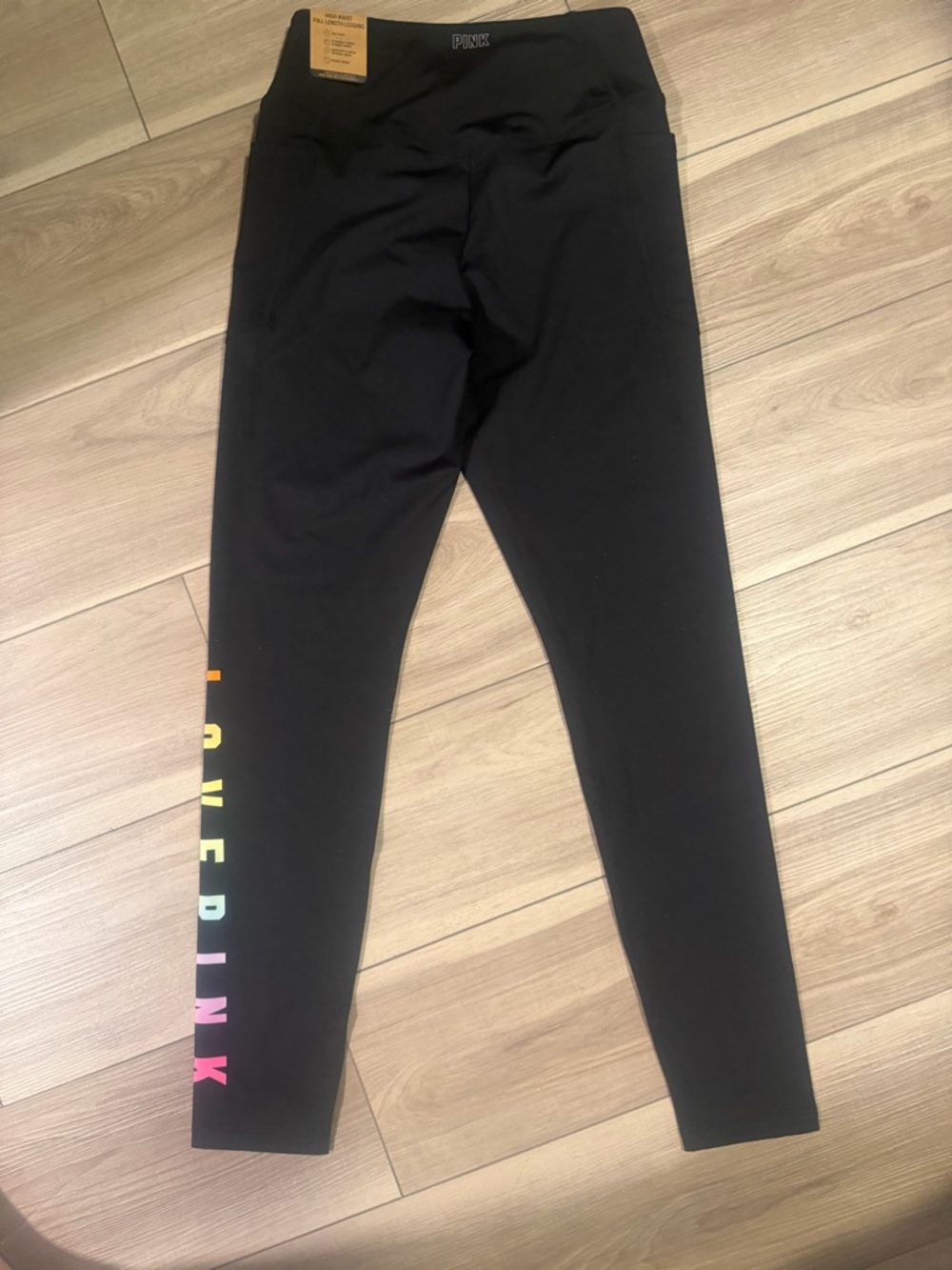 Active USA Black Leggings with Rainbow Side Logo